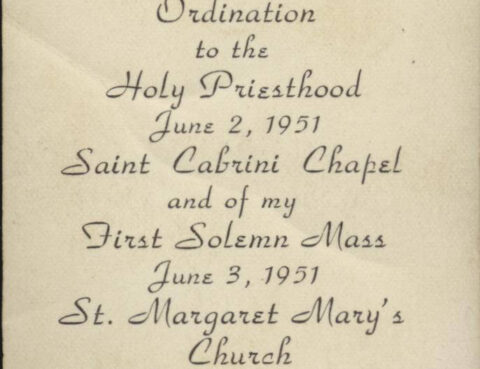 Ordination of Peter Smith, first Cabrini miracle