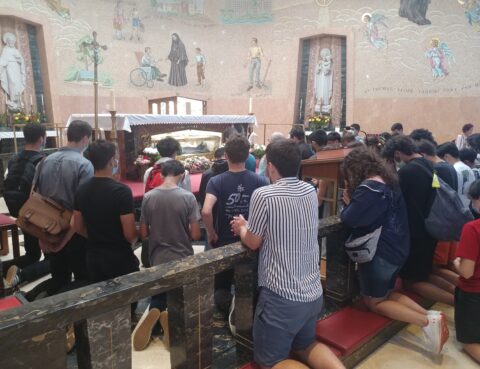 pilgrims at St. Frances Cabrini Shrine NYC