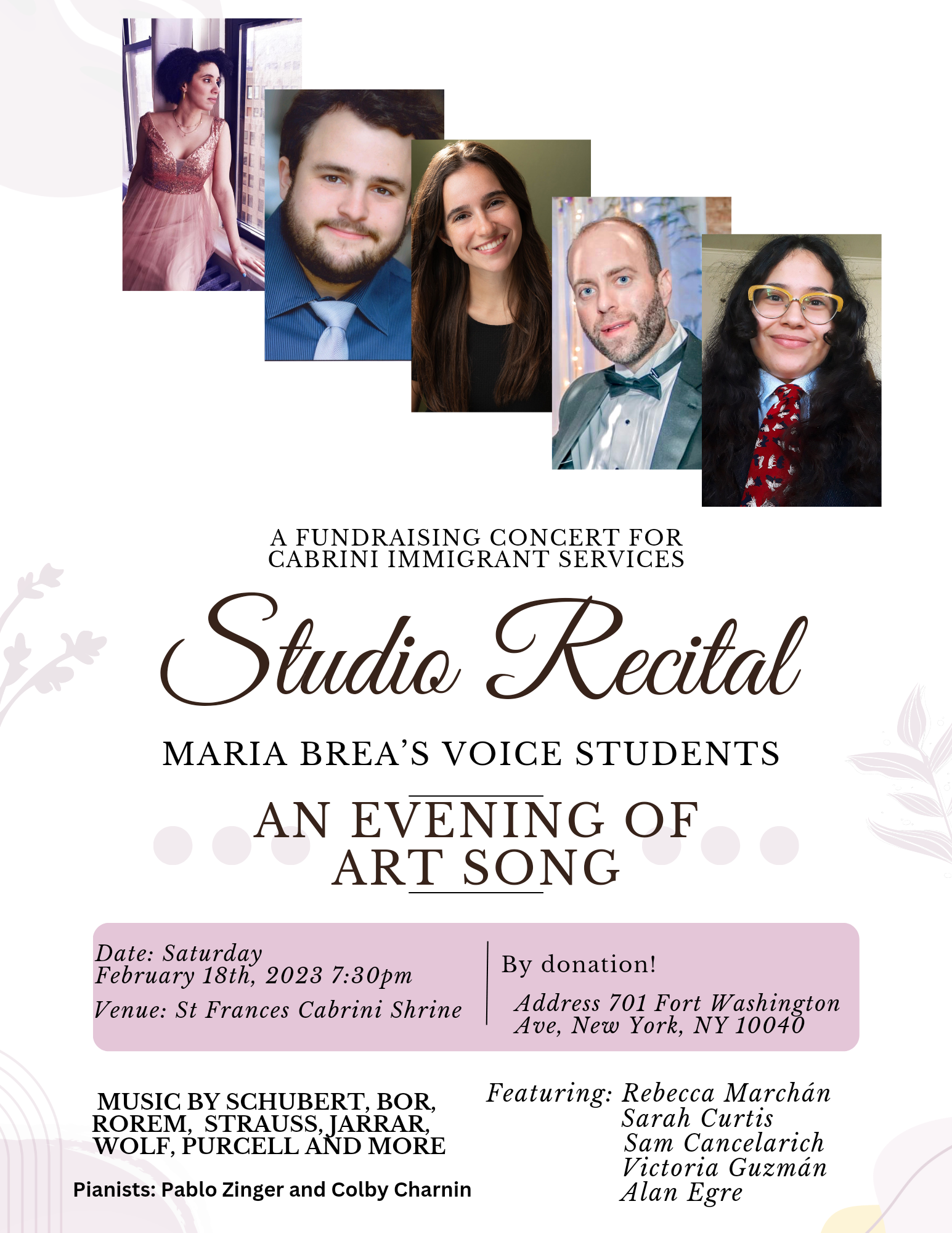 Flier for art song recital