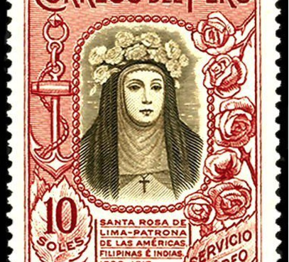 a picture of a stamp of rose of lima