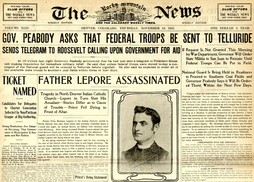 Newspaper article about Fr. Lepore