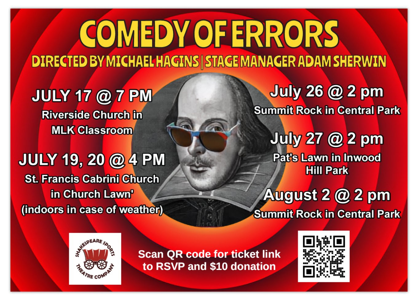 event flier for Shakespeare play